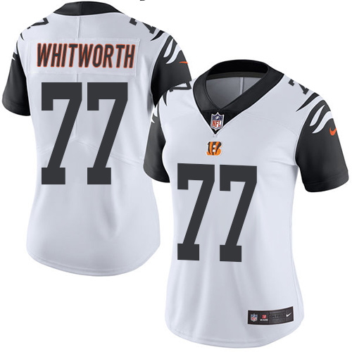 Women's Limited Andrew Whitworth Nike Jersey White - #77 Rush NFL Cincinnati Bengals